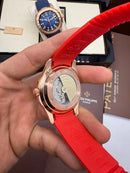 Patek Philippe Aquanaut 41mm Aço/Rose Mostrador Vermelho