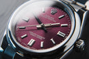 Rolex Oyster Perpetual 41/36mm Aço Mostrador Cereja Luneta Baulada