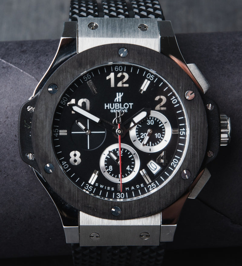 Hublot Big Bang 44mm Aço Mostrador Preto Bezel Preto