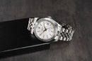 Rolex Datejust 41/36mm Aço Mostrador Branco, Luneta Canelada