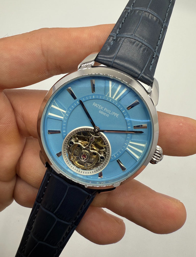 Patek Philippe Classic Turbilhão 44mm Aço, Pulseira Couro