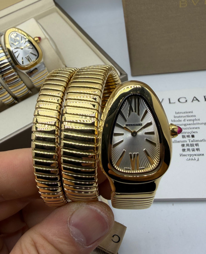 Bvlgari Serpenti Tubogas 02 Voltas 35mm Aço/Dourado Mostrador Prata