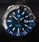 Tag Heuer Aquarecer Cal. 7 GMT 43mm Aço Mostrador Azul Luneta Preto/Azul