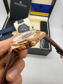 Vacheron Constantin Overseas Dual Time Aço/Rose 41mm, Mostrador Prata