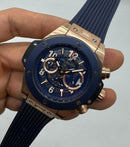 Hublot Big Bang 44mm Aço/Rose Mostrador Azul Esqueleto