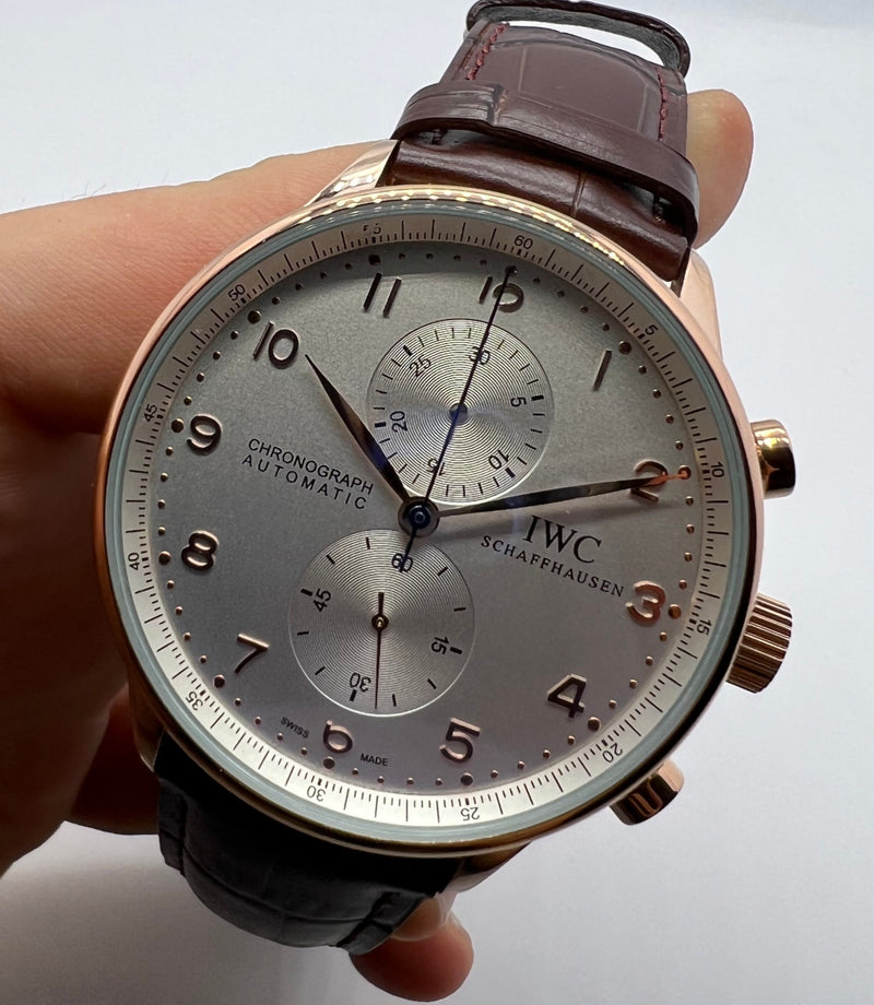 IWC PORTUGIESER CRONÓGRAFO - Aço Rose 41mm - Mostrador Cinza