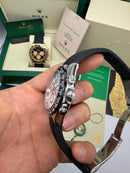 Rolex Daytona 40mm Aço Mostrador Branco Luneta Preta, Pulseira OysterFlex
