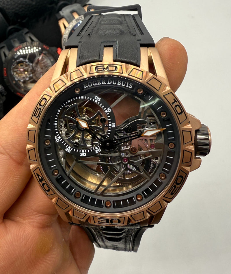Roger Dubuis Spider Excalibur Monobalancim 45mm Aço/Rose