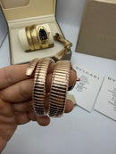 Bvlgari Serpenti Tubogas 02 Volta 35mm Aço/Rose Mostrador Preto - Cravejado
