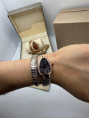Bvlgari Serpenti Tubogas 01 Volta 35mm Aço/Rose Mostrador Preto - Cravejado