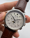 Patek Phillippe Fases da Lua 42mm Aço  Pulseira Couro