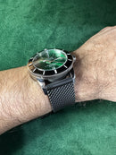 Breitling Superocean Aço 44mm Mostrador Verde Bisel Preto Pulseira Borracha