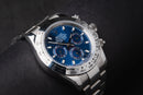 Rolex Daytona 40mm Aço Mostrador Azul Luneta Aço Pulseira Oyster