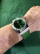 Hublot Classic Fusion 45mm Aço Mostrador Verde Puls. Couro com Borracha
