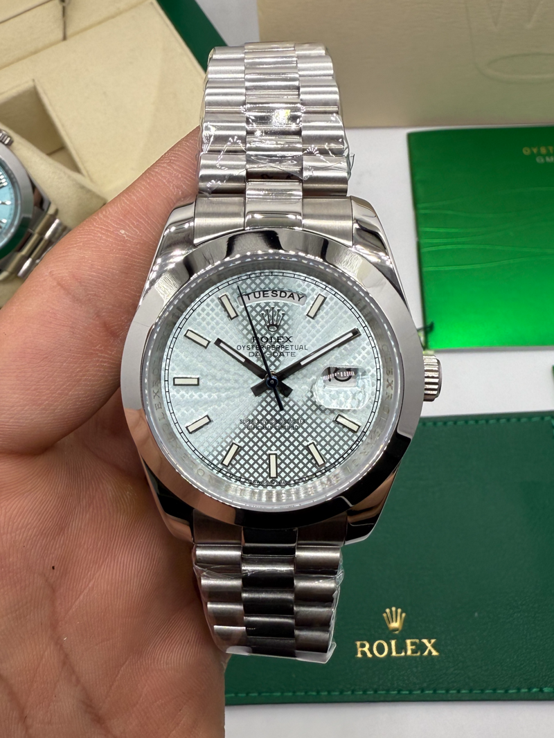 Rolex Day-Date Presidente 40mm Aço Mostrador Azul