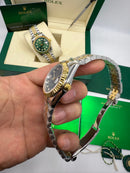 Rolex Date-Just 31mm/36mm Aço/Dourado, Mostrador Marrom, Luneta Canelada