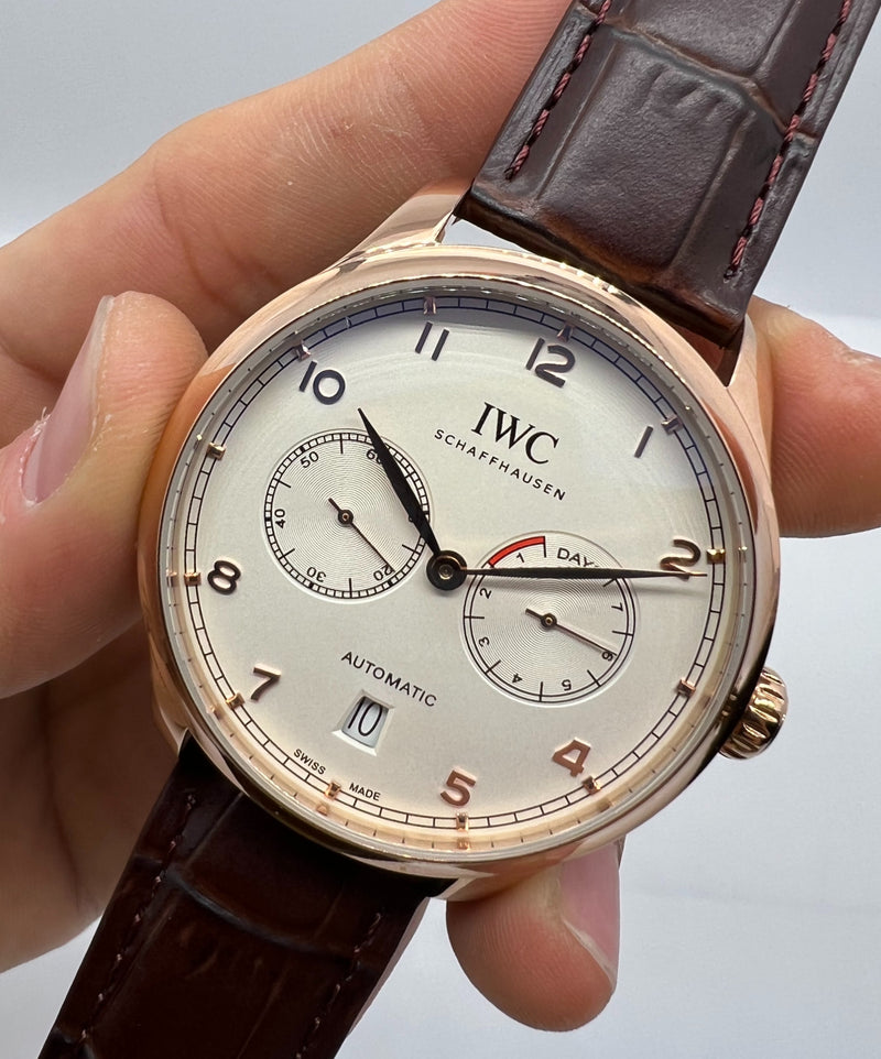 IWC Portugieser Automático Aço/Rose 42mm Pulseira de Couro