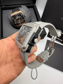 Hublot Square Bang Turbilhão Aço/OxSilver 45mm, Mostrador Cinza Esqueleto