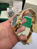Rolex Daytona 40mm Todo Aço Dourado Mostrador Verde Pulseira Aço