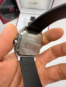 Cartier Santos 40mm - Aço Mostrador Preto - Pulseira Borracha