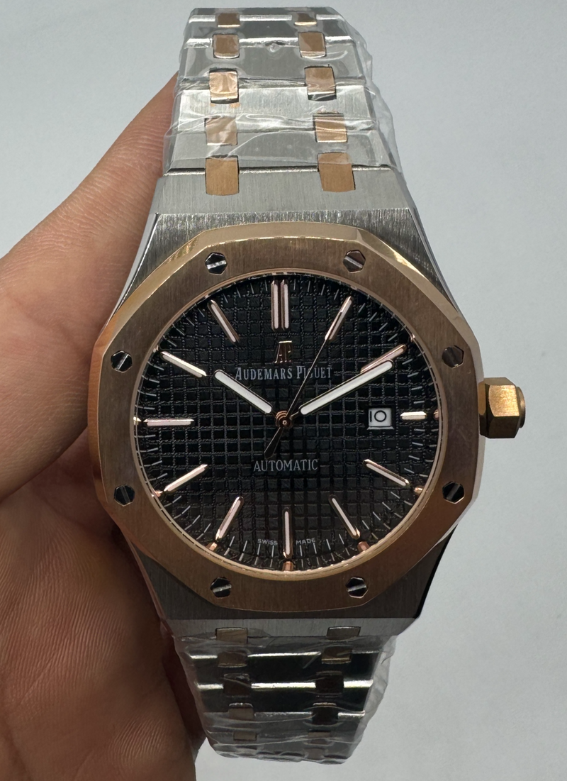 Audemars Piguet Royal Oak 39mm Aço/Rose, Mostrador Preto
