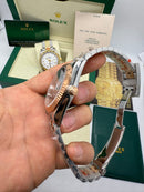 Rolex Date-Just 41mm/36mm Wimbledon Aço/Rose, Mostrador Cinza, Luneta Canelada