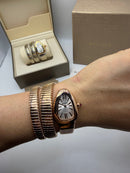 Bvlgari Serpenti Tubogas 02 Voltas 35mm Aço/Rose Mostrador Prata