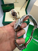 Rolex Date-Just 31mm/36mm Aço, Mostrador Preto, Luneta Canelada