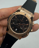 Hublot Vendome Classic Chrono 45mm, Aço/Rose Mostrador Preto Carbono