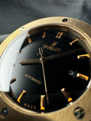Hublot Classic Fusion 45mm Aço Rosê Mostrador Preto Puls. Couro com Borracha