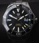 Tag Heuer Aquarecer Calibre 5 43mm Aço Mostrador Preto Luneta Preta