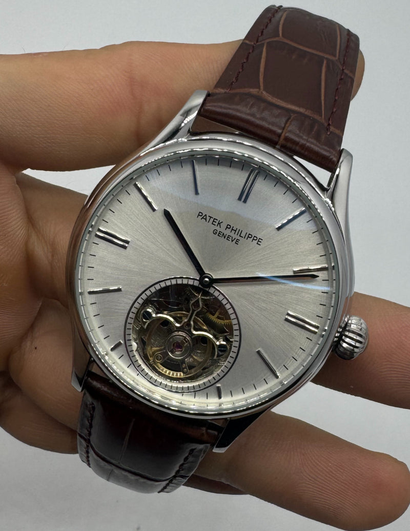 Patek Philippe Classic Turbilhão 40mm Aço, Pulseira Couro