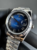 Rolex Day-Date 40mm Mostrador Azul Luneta Canelada