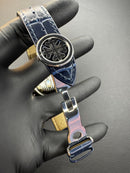 Patek Phillippe Turbilhão 42mm Aço Mostrador Azul, Pulseira Couro