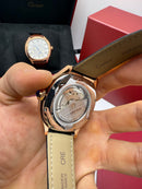 Cartier Drive 41mm Aço/Rose - Mostrador Preto - Pulseira Couro