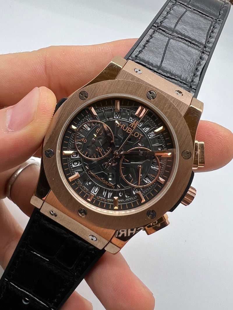 Hublot Classic Chrono Rosè 45mm Mostrador Preto