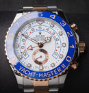 Rolex Yacht-Master II 44mm Aço/Rosé Mostrador Branco Luneta Azul