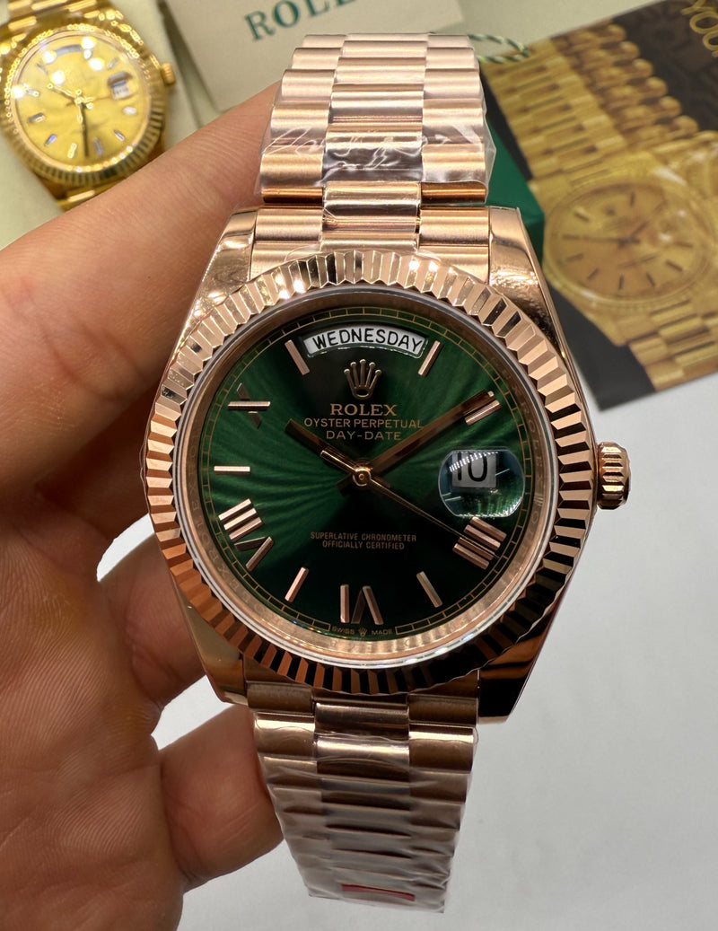 Rolex Day-Date Presidente 40mm - Everose - Verde Oliva - CLONE