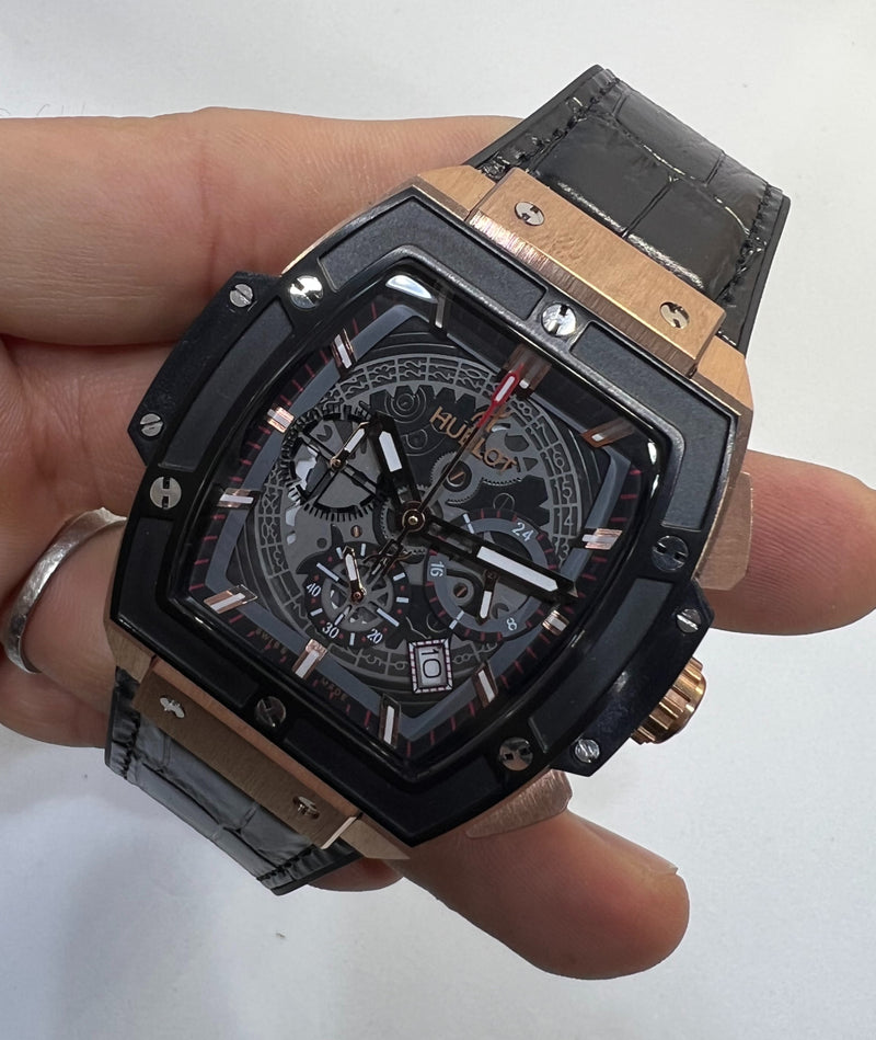 Hublot Spirit Of Big Bang 42mm, Aço/Rose Mostrador Cinza Esqueleto