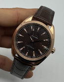 Omega Aquaterra 41,5mm Aço/Rose, Pulseira Couro