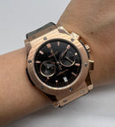 Hublot Classic Chrono Rosè 45mm Mostrador Preto Puls. Borracha/CouroP