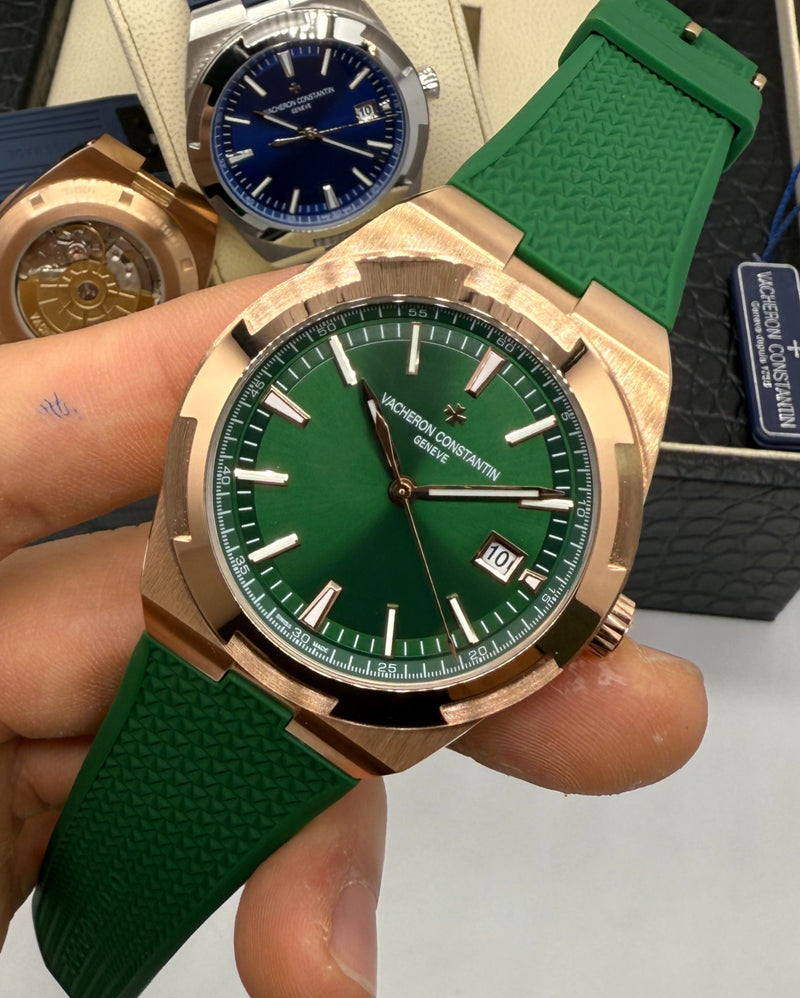 Vacheron Constantin Overseas Aço/Rose 40mm, Mostrador Verde
