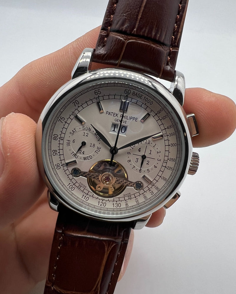 Patek Phillippe Turbilhão 42mm Aço, Pulseira Couro