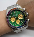 Audemars Piguet R.O. Aço  Mostrador Verde Bezel Pedras Pulseira Aço