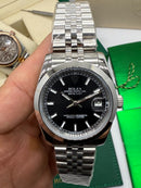 Rolex Date-Just 36mm/41mm, Aço, Mostrador Preto, Luneta Lisa