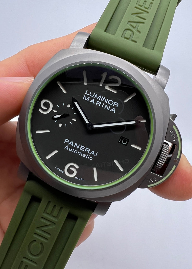 Panerai Luminor Marina 44mm Aço Mostrador Preto Pulseira Borracha