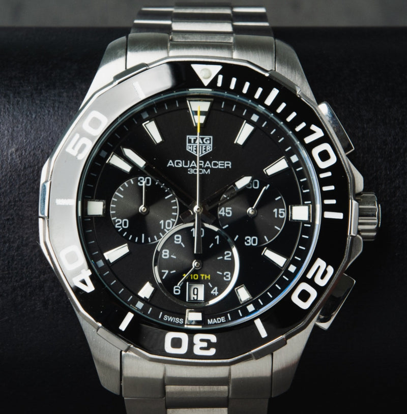 Tag Heuer Aquarecer Aço 43mm, Mostrador Preto, Bezel Preto