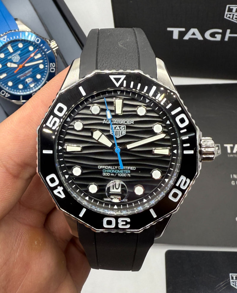 TAG Heuer Aquarecer 300, 43mm, Aço, Pulseira Borracha
