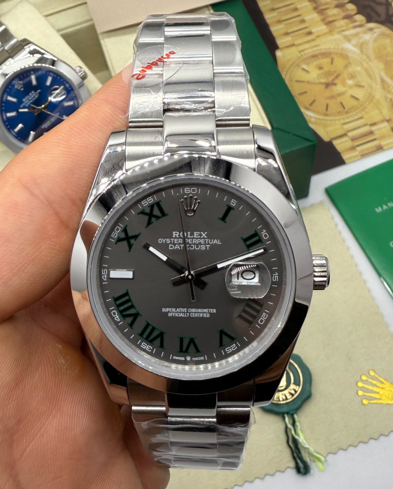 Rolex DateJust 41mm Wimbledon Aço Mostrador Cinza, Pulseira Oyster
