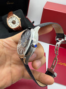 Cartier Drive 41mm Turbilhão Central Aço - Mostrador Preto - Pulseira Couro